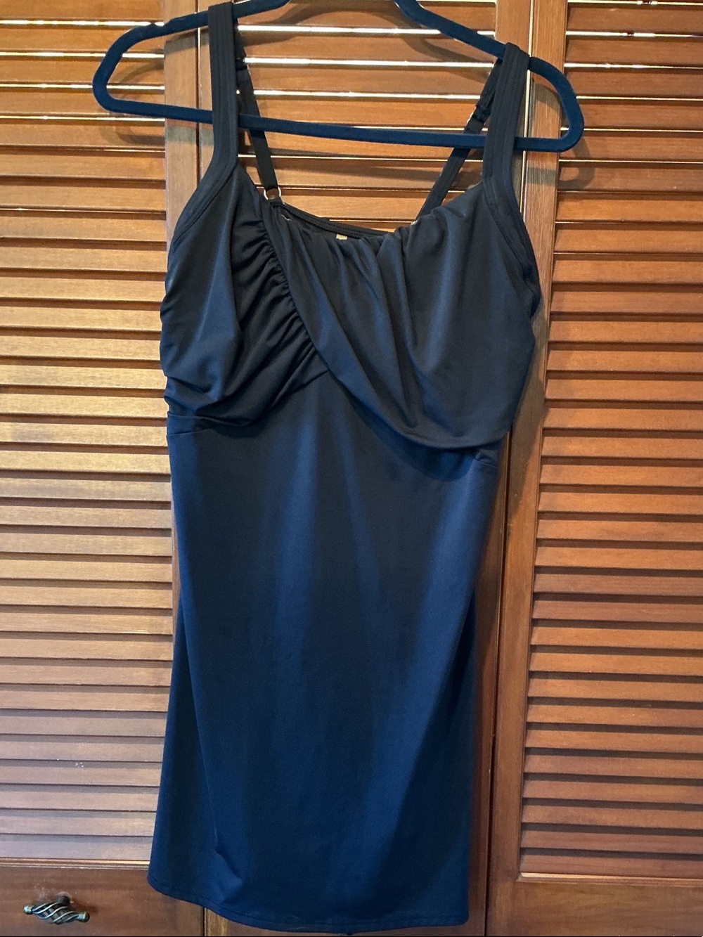 Lands' End Black Ruched One-Piece Swimsuit